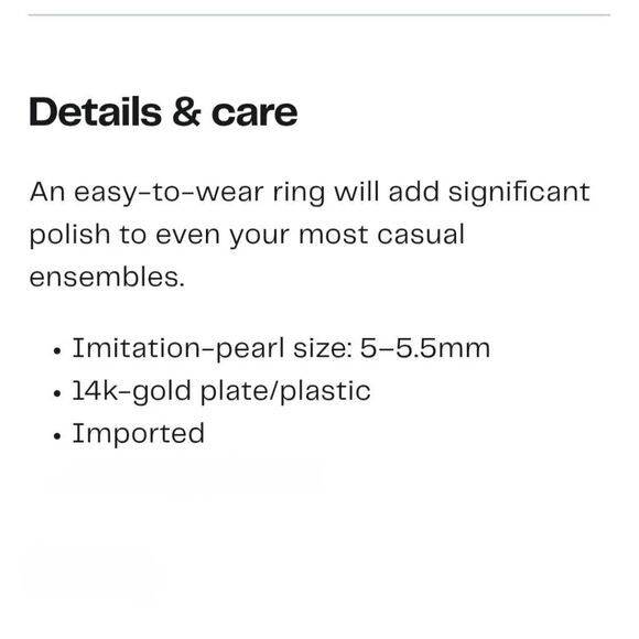 NWT Covet Faux Micro Pearl Wrapped Open Ring, Size 5, Gold/White - Picture 3 of 3